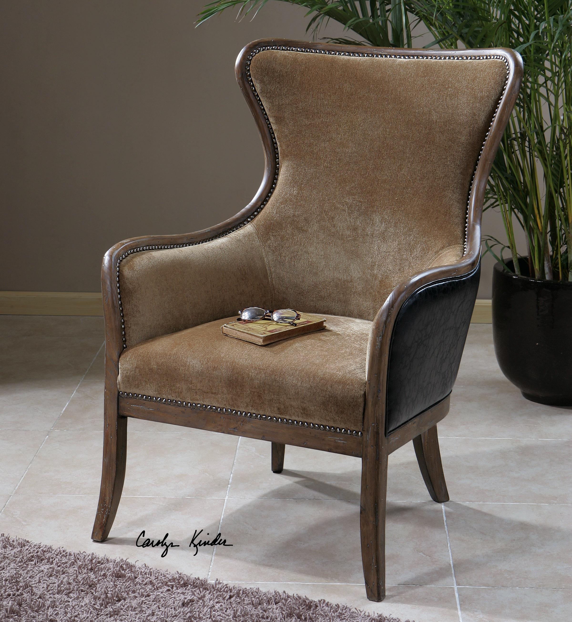 Uttermost Accent Furniture Accent Chairs 23158 Snowden Tan Wing Chair Jacksonville Furniture Mart Uph Upholstered Chairs